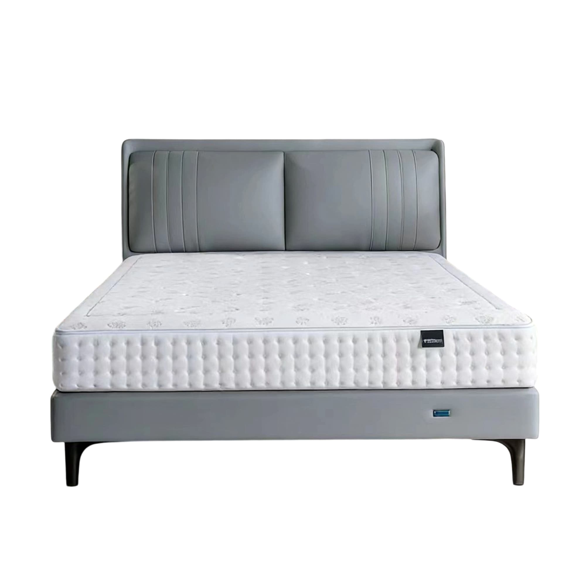 Top-Grain Leather Upholstered Bed — image 1
